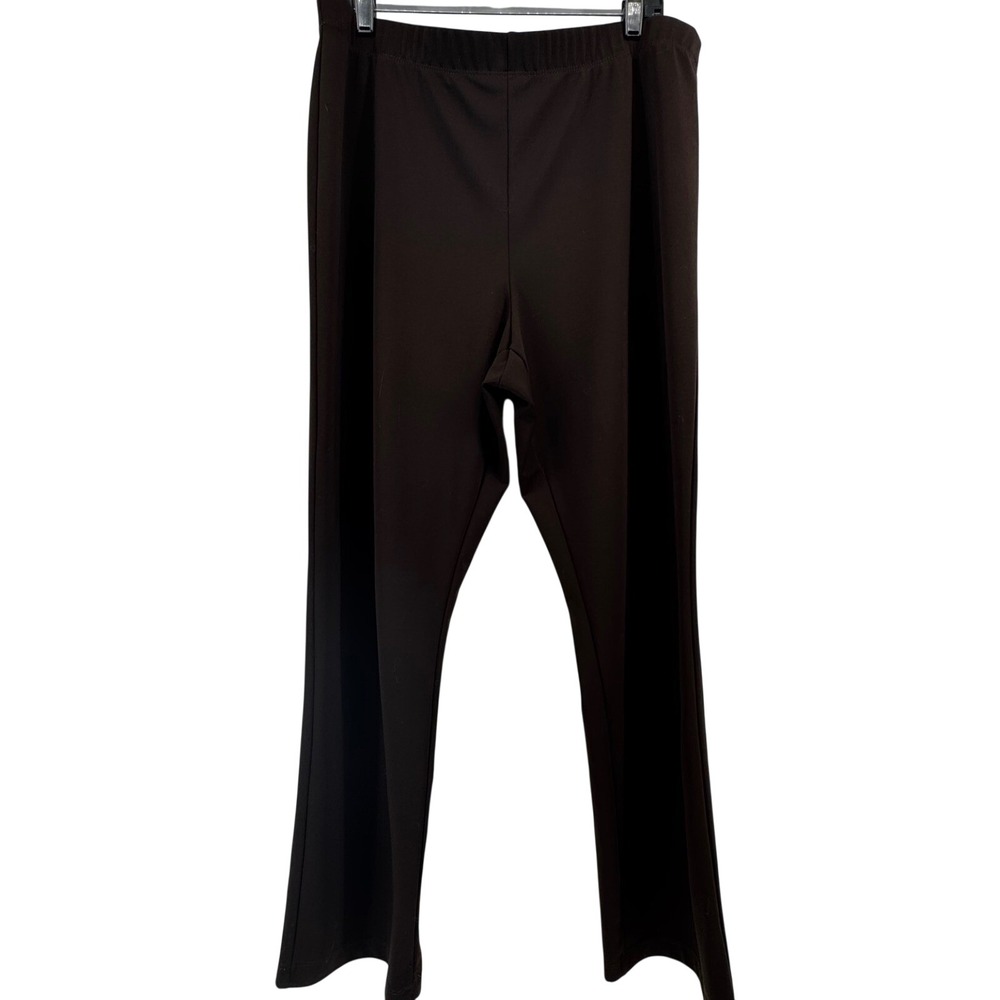 Susan Graver Liquid Knit Straight Leg Pant Brown Women XL Pull On Stretch Office